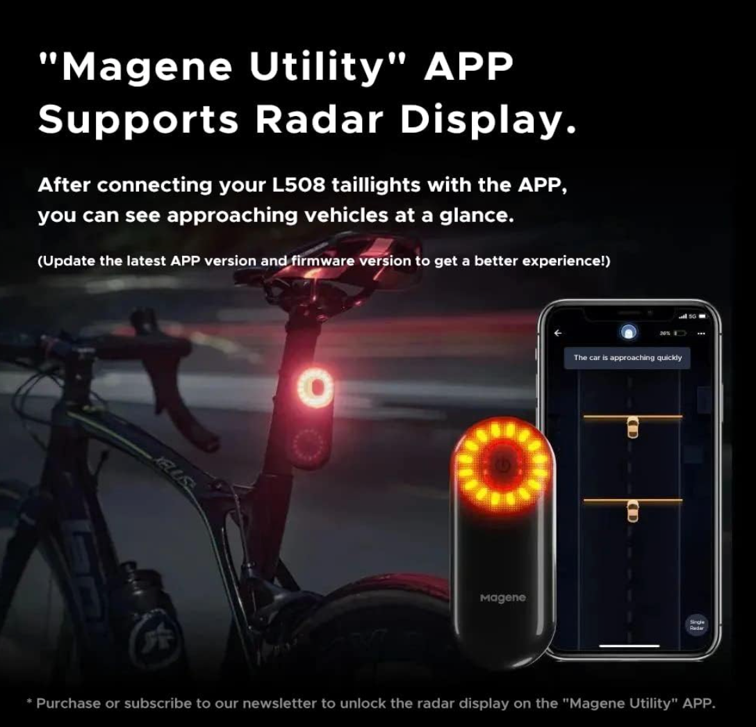 Magene L508 Bike Radar Tail Light, Smart Rear View Radar Taillight, compatible with most popular bike computers